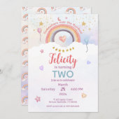 Pastel Rainbow Tie Dye Birthday 招待状 (正面/裏面)