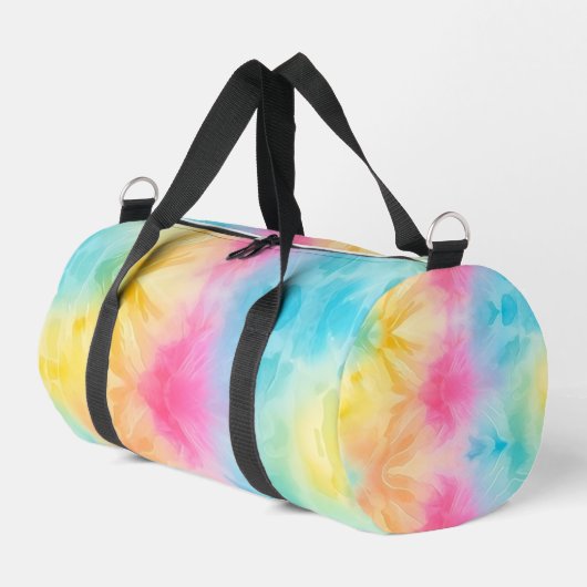 Pastel Rainbow Tie Dye Girls Gear bag ダッフルバッグ (左コーナー)