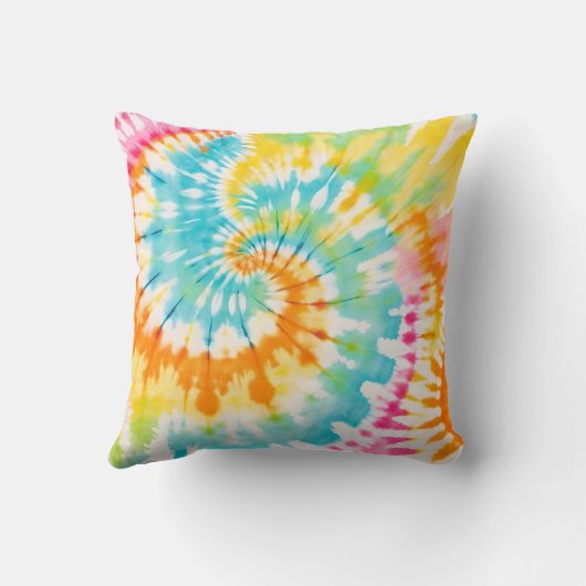 Pastel Rainbow Tie Dye Spiral Pattern クッション (裏面)