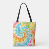 Pastel Rainbow Tie Dye Spiral Pattern トートバッグ (裏面)