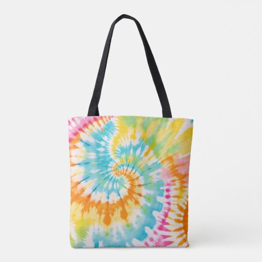 Pastel Rainbow Tie Dye Spiral Pattern トートバッグ (裏面)