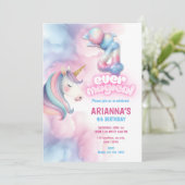 Pastel Rainbow Unicorn 4th Birthday Invitation 招待状 (スタンド正面)