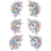 Pastel Rainbow Unicorn Faces Vinyl Sticker シール (正面)