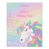 Pastel Rainbow Unicorn Magical Birthday ポスター (正面)