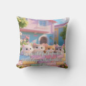 Pastel Rainbow Wall & Flowers, Soft Plush Pillow クッション (正面)