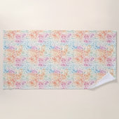 Pastel Rainbow Watercolor Leopard Print ビーチタオル (正面)