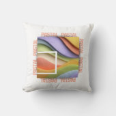 Pastel Rainbow Waves Art Throw Pillow クッション (正面)