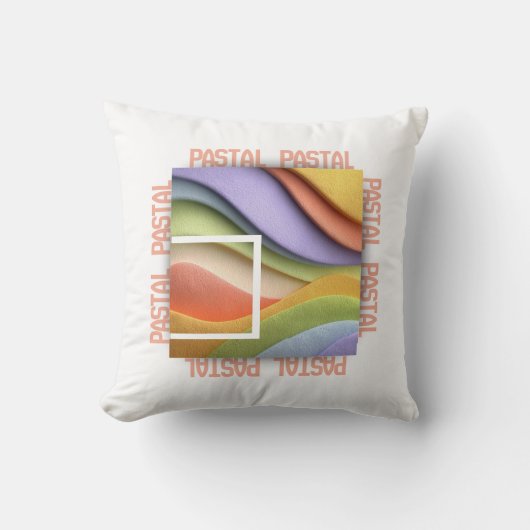 Pastel Rainbow Waves Art Throw Pillow クッション (正面)
