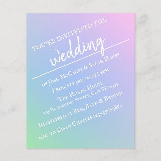 Pastel Rainbow Wedding Invitation Flyer チラシ (正面)