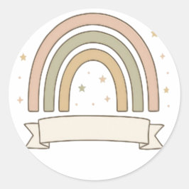 Pastel Rainbow with Stars and Custom Banner – Whim ラウンドシール