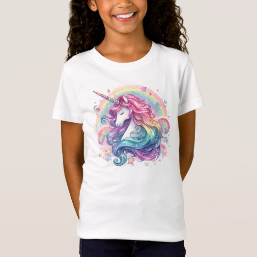 Pastel Rainbows With Unicorn Tシャツ (正面)