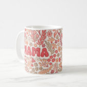 Pastel Red and Peach Floral Pattern Mama コーヒーマグカップ (正面左)
