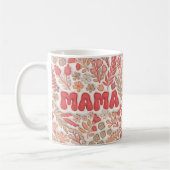 Pastel Red and Peach Floral Pattern Mama コーヒーマグカップ (左)