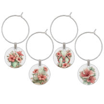 PASTEL RED & GREEN TROPICAL HIBISCUS FLOWERS