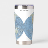 Pastel Relief World Map – Personalized 保温保冷タンブラー (正面)