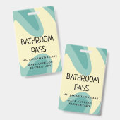 Pastel Retro Back To School Bathroom Hall Pass バッジ (正面&裏面)