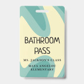 Pastel Retro Back To School Bathroom Hall Pass バッジ (裏面)