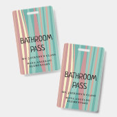 Pastel Retro Back To School Bathroom Hall Pass Bad バッジ (正面&裏面)
