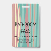 Pastel Retro Back To School Bathroom Hall Pass Bad バッジ (裏面)