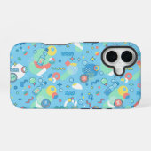 Pastel Retro Floral Pattern Lavender Mint iPhone 16ケース (裏面横)
