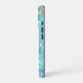Pastel Retro Floral Pattern Lavender Mint iPhone 16ケース (左側面)