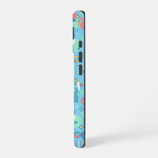 Pastel Retro Floral Pattern Lavender Mint iPhone 16ケース (左側面)