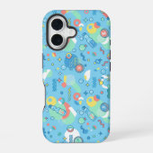 Pastel Retro Floral Pattern Lavender Mint iPhone 16ケース (裏面)