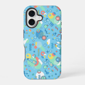 Pastel Retro Floral Pattern Lavender Mint iPhone 16ケース