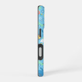 Pastel Retro Floral Pattern Lavender Mint iPhone 16ケース (右側面)