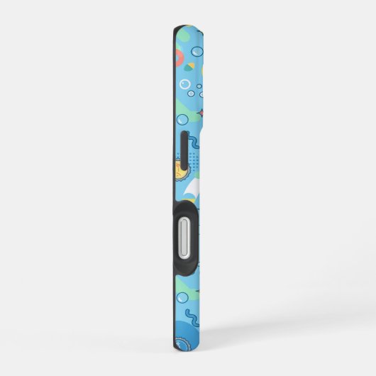 Pastel Retro Floral Pattern Lavender Mint iPhone 16ケース (右側面)