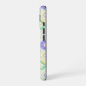 Pastel Retro Floral Pattern Lavender Mint iPhone 16ケース (左側面)