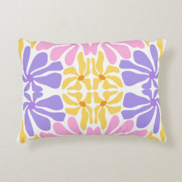 Pastel Retro Floral - Vibrant Kaleidoscope Pattern アクセントクッション