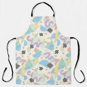 Pastel Retro Memphis Pattern Swirls エプロン (正面)