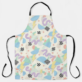 Pastel Retro Memphis Pattern Swirls エプロン