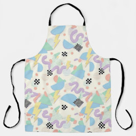 Pastel Retro Memphis Pattern Swirls エプロン