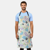 Pastel Retro Memphis Pattern Swirls エプロン (着用した状態)