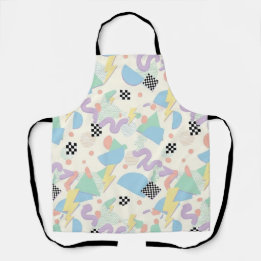 Pastel Retro Memphis Pattern Swirls エプロン