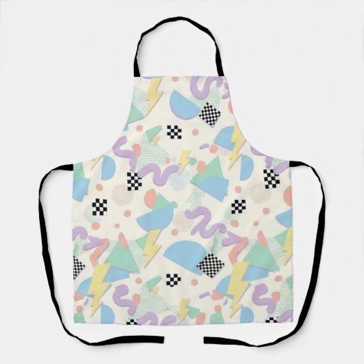Pastel Retro Memphis Pattern Swirls エプロン (正面)