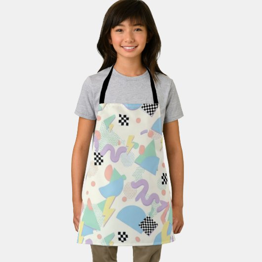 Pastel Retro Memphis Pattern Swirls エプロン (インサイチュ)