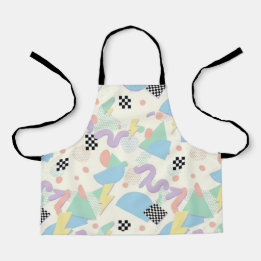 Pastel Retro Memphis Pattern Swirls エプロン