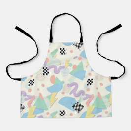 Pastel Retro Memphis Pattern Swirls エプロン
