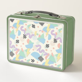 Pastel Retro Memphis Pattern Swirls メタルランチボックス