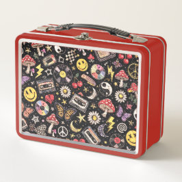 Pastel Retro Memphis Pattern Swirls メタルランチボックス