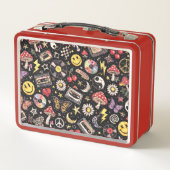 Pastel Retro Memphis Pattern Swirls メタルランチボックス (裏面)