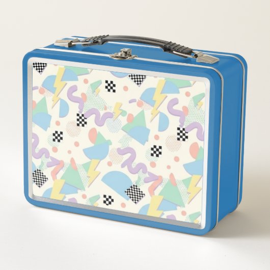 Pastel Retro Memphis Pattern Swirls メタルランチボックス (正面)