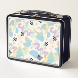 Pastel Retro Memphis Pattern Swirls メタルランチボックス