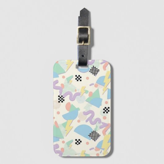 Pastel Retro Memphis Pattern Swirls ラゲッジタグ (正面縦)