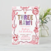 Pastel Retro Sequins Cowgirl 3rd Birthday party 招待状 (スタンド正面)