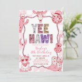 Pastel Retro Sequins Yeehaw Cowgirl Birthday party 招待状 (スタンド正面)