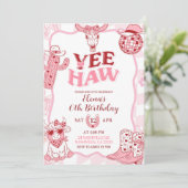 Pastel Retro Yeehaw Cowgirl Birthday party 招待状 (スタンド正面)